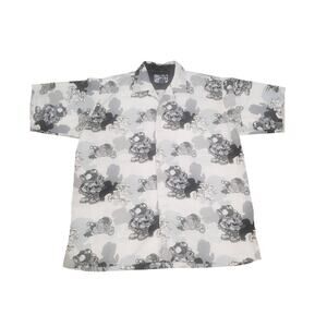 Raw Blue Military Men Button Up Collared Short Sleeved Shirt | Size Extra Large